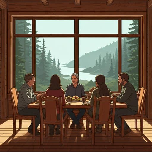 Família à mesa numa refeição partilhada